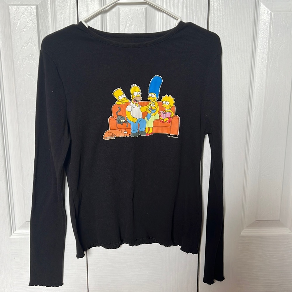 The Simpson family on black long sleeve T-shirt